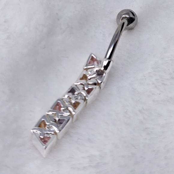 Australian Crystal ✦ Sterling Silver Belly Ring ✦ 14G Dangle Navel Piercing NWT - Picture 2 of 4